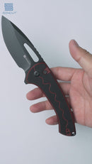SENCUT Squiggy Flipper & Thumb Hole & Button Lock Knife G10 Handle (3.89" 9Cr18MoV Blade) S24082A-3