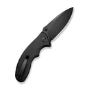 SENCUT Cybrix Thumb Stud & Flipper Knife Black Aluminum Handle (3.46" Black 9Cr18MoV Blade) S23098A - 1 - SENCUT