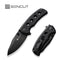 SENCUT Excalis Flipper & Thumb Stud Knife Black G10 Handle (2.97" Black 9Cr18MoV Blade) S23068-1