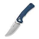 SENCUT Slybolt Thumb Stud & Crossbar Lock Knife Blue Canvas Micarta Handle (3.59" Satin Finished 9Cr18MoV Blade) S25001A - 2 - SENCUT