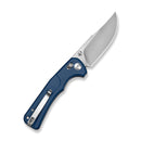 SENCUT Slybolt Thumb Stud & Crossbar Lock Knife Blue Canvas Micarta Handle (3.59" Satin Finished 9Cr18MoV Blade) S25001A - 2 - SENCUT