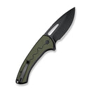 SENCUT Squiggy Flipper & Thumb Hole & Button Lock Knife Black / Green G10 Handle (3.89" Black 9Cr18MoV Blade) S24082A - 2 - SENCUT