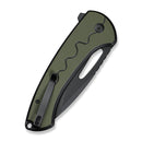SENCUT Squiggy Flipper & Thumb Hole & Button Lock Knife Black / Green G10 Handle (3.89" Black 9Cr18MoV Blade) S24082A - 2 - SENCUT