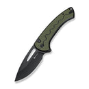 SENCUT Squiggy Flipper & Thumb Hole & Button Lock Knife Black / Green G10 Handle (3.89" Black 9Cr18MoV Blade) S24082A - 2 - SENCUT