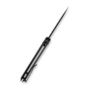 SENCUT Squiggy Flipper & Thumb Hole & Button Lock Knife Black / Green G10 Handle (3.89" Black 9Cr18MoV Blade) S24082A - 2 - SENCUT