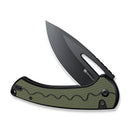 SENCUT Squiggy Flipper & Thumb Hole & Button Lock Knife Black / Green G10 Handle (3.89" Black 9Cr18MoV Blade) S24082A - 2 - SENCUT