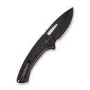 SENCUT Squiggy Flipper & Thumb Hole & Button Lock Knife Burgundy / Black G10 Handle (3.89" Black 9Cr18MoV Blade) S24082A - 3 - SENCUT