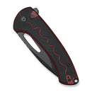 SENCUT Squiggy Flipper & Thumb Hole & Button Lock Knife Burgundy / Black G10 Handle (3.89" Black 9Cr18MoV Blade) S24082A - 3 - SENCUT