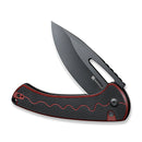 SENCUT Squiggy Flipper & Thumb Hole & Button Lock Knife Burgundy / Black G10 Handle (3.89" Black 9Cr18MoV Blade) S24082A - 3 - SENCUT