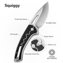 SENCUT Squiggy Flipper & Thumb Hole & Button Lock Knife G10 Handle (3.89" 9Cr18MoV Blade) S24082A - 1 - SENCUT
