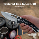 SENCUT Squiggy Flipper & Thumb Hole & Button Lock Knife G10 Handle (3.89" 9Cr18MoV Blade) S24082A - 1 - SENCUT