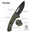 SENCUT Squiggy Flipper & Thumb Hole & Button Lock Knife G10 Handle (3.89" 9Cr18MoV Blade) S24082A - 2 - SENCUT