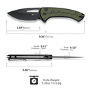 SENCUT Squiggy Flipper & Thumb Hole & Button Lock Knife G10 Handle (3.89" 9Cr18MoV Blade) S24082A - 2 - SENCUT