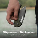 SENCUT Squiggy Flipper & Thumb Hole & Button Lock Knife G10 Handle (3.89" 9Cr18MoV Blade) S24082A - 2 - SENCUT