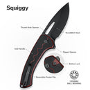 SENCUT Squiggy Flipper & Thumb Hole & Button Lock Knife G10 Handle (3.89" 9Cr18MoV Blade) S24082A - 3 - SENCUT