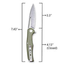 SENCUT CITIUS Flipper & Manual Thumb Knife OD Green G10 Handle (3.3" Gray Stonewashed 9Cr18MoV Blade) SA01A - SENCUT