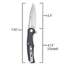 SENCUT CITIUS Flipper & Manual Thumb Knife Black G10 Handle (3.3" Gray Stonewashed 9Cr18MoV Blade) SA01F - SENCUT