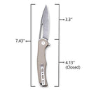 SENCUT CITIUS Flipper & Manual Thumb Knife Tan G10 Handle (3.3" Gray Stonewashed 9Cr18MoV Blade) SA01B - SENCUT