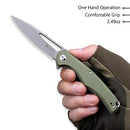 SENCUT CITIUS Flipper & Manual Thumb Knife OD Green G10 Handle (3.3" Gray Stonewashed 9Cr18MoV Blade) SA01A - SENCUT