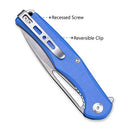 SENCUT CITIUS Flipper & Manual Thumb Knife Blue G10 Handle (3.3" Gray Stonewashed 9Cr18MoV Blade) SA01D - SENCUT