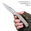 SENCUT CITIUS Flipper & Manual Thumb Knife Tan G10 Handle (3.3" Gray Stonewashed 9Cr18MoV Blade) SA01B - SENCUT