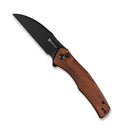 SENCUT Watauga Flipper & Button Lock Knife Cuibourtia Wood Handle (3.48" Black Stonewashed D2 Blade) S21011-4 - SENCUT