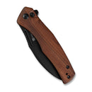 SENCUT Watauga Flipper & Button Lock Knife Cuibourtia Wood Handle (3.48" Black Stonewashed D2 Blade) S21011-4 - SENCUT