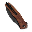 SENCUT Watauga Flipper & Button Lock Knife Cuibourtia Wood Handle (3.48" Black Stonewashed D2 Blade) S21011-4 - SENCUT