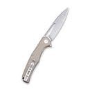 SENCUT CITIUS Flipper & Manual Thumb Knife Tan G10 Handle (3.3" Gray Stonewashed 9Cr18MoV Blade) SA01B - SENCUT
