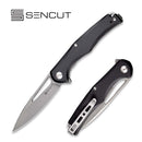 SENCUT CITIUS Flipper & Manual Thumb Knife Black G10 Handle (3.3" Gray Stonewashed 9Cr18MoV Blade) SA01F - SENCUT