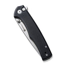 SENCUT Crowley Flipper & Button Lock & Thumb Stud Knife Black G10 Handle (3.48" Satin Finished D2 Blade) S21012-4