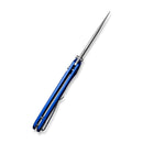 SENCUT Serene Flipper & Button Lock & Thumb Stud Knife Bright Blue Aluminum Handle (3.48" Satin Finished D2 Blade) S21022B-4