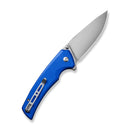 SENCUT Serene Flipper & Button Lock & Thumb Stud Knife Bright Blue Aluminum Handle (3.48" Satin Finished D2 Blade) S21022B-4