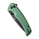 SENCUT Serene Flipper & Button Lock & Thumb Stud Knife Green Aluminum Handle (3.48" Black D2 Blade) S21022B-5