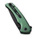 SENCUT Serene Flipper & Button Lock & Thumb Stud Knife Green Aluminum Handle (3.48" Black D2 Blade) S21022B-5