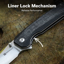 SENCUT Vornix Flipper Knife Black Canvas Micarta Handle (3.65" Satin Finished 9Cr18MoV Blade) S25038-2