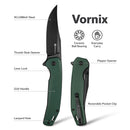 SENCUT Vornix Flipper Knife Teal Green G10 Handle (3.65" Black 9Cr18MoV Blade) S25038-1