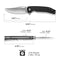 SENCUT Vornix Flipper Knife Black Canvas Micarta Handle (3.65" Satin Finished 9Cr18MoV Blade) S25038-2