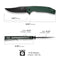 SENCUT Vornix Flipper Knife Teal Green G10 Handle (3.65" Black 9Cr18MoV Blade) S25038-1