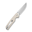 SENCUT Stria Flipper & Thumb Stud Knife Milled Ivory G10 Handle (3.12" Satin Finished D2 Blade) S25112-1