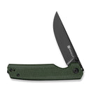SENCUT Stria Flipper & Thumb Stud Knife Milled Green Canvas Micarta Handle (3.12" Black D2 Blade) S25112-2
