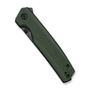 SENCUT Stria Flipper & Thumb Stud Knife Milled Green Canvas Micarta Handle (3.12" Black D2 Blade) S25112-2