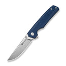 SENCUT Stria Flipper & Thumb Stud Knife Milled Blue Canvas Micarta Handle (3.12" Satin Finished D2 Blade) S25112-3