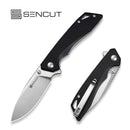 SENCUT Stratex Flipper & Thumb Stud Knife Black G10 Handle (3.17" Satin Finished 9Cr18MoV Blade) S25055-1