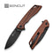 SENCUT Stratex Flipper & Thumb Stud Knife Guibourtia Wood Handle (3.17" Black 9Cr18MoV Blade) S25055-3