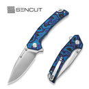 SENCUT Quirk Flipper & Thumb Stud Knife Blue, Purple & Black G10 Handle (3.41" Satin Finished D2 Blade) S25099-3