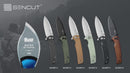 SENCUT Sachse Flipper & Button Lock & Thumb Stud Knife Micarta Handle (3.47" 9Cr18MoV Blade) S21007-3
