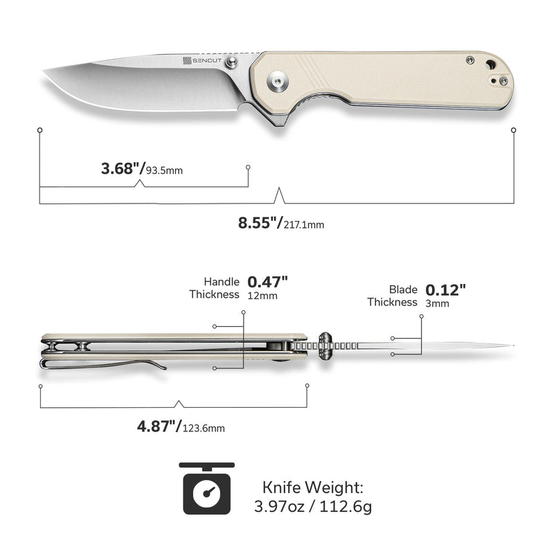 SENCUT Aetheris Flipper & Thumb Stud Knife G10 Handle (3.68" 9Cr18MoV Blade) S24095 - 1 - SENCUT