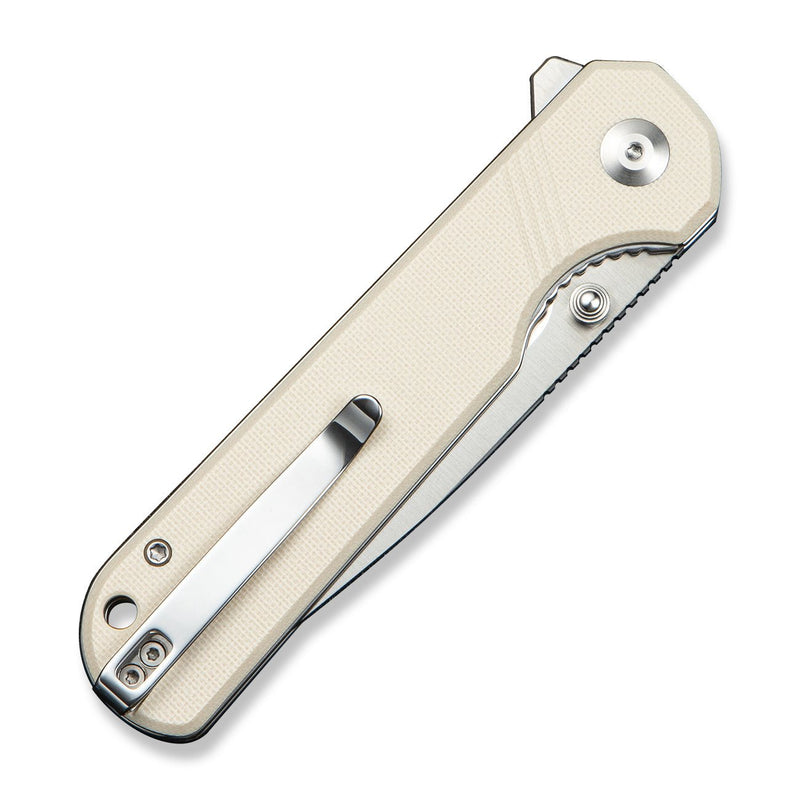 SENCUT Aetheris Flipper & Thumb Stud Knife Ivory G10 Handle (3.68" Satin Finished 9Cr18MoV Blade) S24095 - 1 - SENCUT