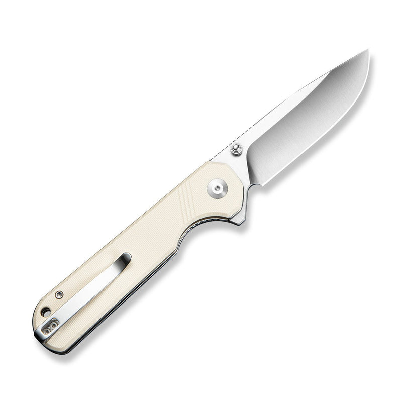 SENCUT Aetheris Flipper & Thumb Stud Knife Ivory G10 Handle (3.68" Satin Finished 9Cr18MoV Blade) S24095 - 1 - SENCUT